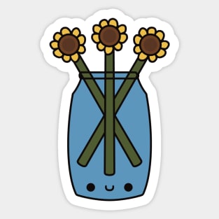 Cute Kawaii Sunflowers Vase Sticker